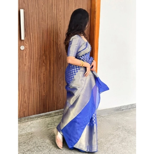 Women's Silk Printed Saree With Unstitched Blouse 5.5Mtr (Royal Blue) Women's Silk Printed Saree With Unstitched Blouse 5.5Mtr (Royal Blue)