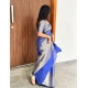 Generic Women's Silk Printed Saree With Unstitched Blouse 5.5Mtr (Royal Blue)