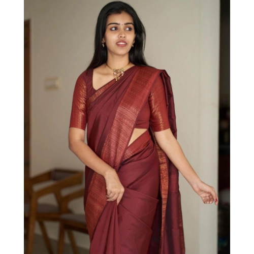 Women's Silk Printed Saree With Unstitched Blouse 5.5Mtr (Maroon) Women's Silk Printed Saree With Unstitched Blouse 5.5Mtr (Maroon)