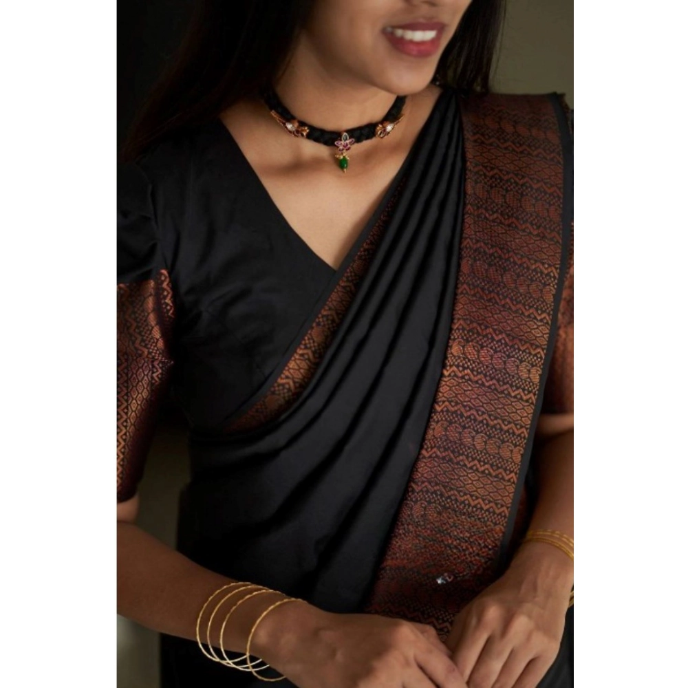 Generic Women's Silk Printed Saree With Unstitched Blouse 5.5Mtr (Black) Generic Women's Silk Printed Saree With Unstitched Blouse 5.5Mtr (Black)
