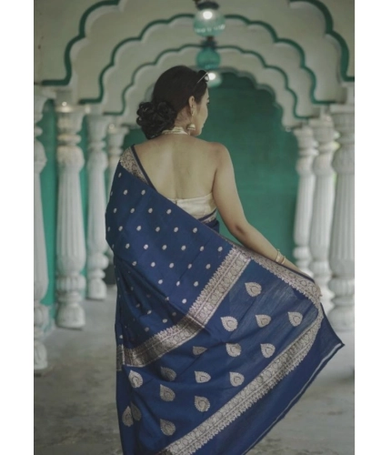 Generic Women's Cotton Printed Saree With Unstitched Blouse 5.5Mtr (Navy Blue) Generic Women's Cotton Printed Saree With Unstitched Blouse 5.5Mtr (Navy Blue)