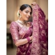Generic Women's Silk Printed Saree With Unstitched Blouse 5.5Mtr (Wine)
