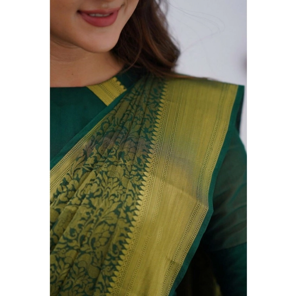 Generic Women's Silk Printed Saree With Unstitched Blouse 5.5Mtr (Green) Generic Women's Silk Printed Saree With Unstitched Blouse 5.5Mtr (Green)