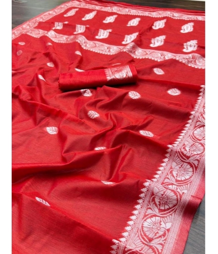Generic Women's Cotton Printed Saree With Unstitched Blouse 5.5Mtr (Red) Generic Women's Cotton Printed Saree With Unstitched Blouse 5.5Mtr (Red)