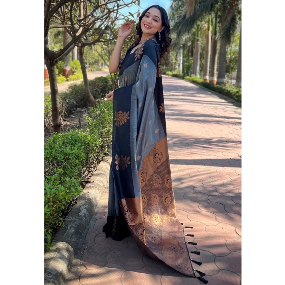 Generic Women's Silk Printed Saree With Unstitched Blouse 5.5Mtr (Grey) Generic Women's Silk Printed Saree With Unstitched Blouse 5.5Mtr (Grey)