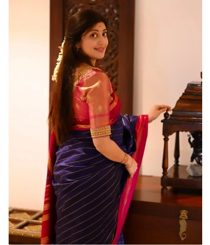 Generic Women's Silk Printed Saree With Unstitched Blouse 5.5Mtr (Navy Blue) Generic Women's Silk Printed Saree With Unstitched Blouse 5.5Mtr (Navy Blue)