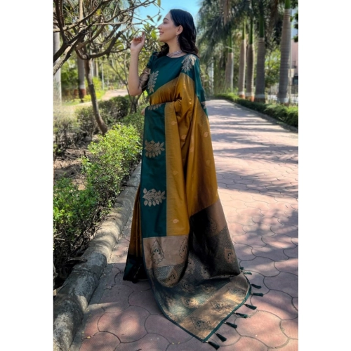 Women's Silk Printed Saree With Unstitched Blouse 5.5Mtr (Yellow) Women's Silk Printed Saree With Unstitched Blouse 5.5Mtr (Yellow)