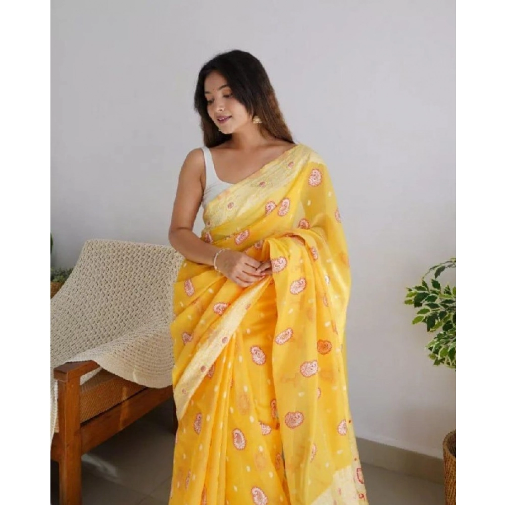 Generic Women's Cotton Printed Saree With Unstitched Blouse 5.5Mtr (Yellow) Generic Women's Cotton Printed Saree With Unstitched Blouse 5.5Mtr (Yellow)