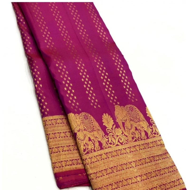 Women's Silk Printed Saree With Unstitched Blouse 5.5Mtr (Rani Pink) Women's Silk Printed Saree With Unstitched Blouse 5.5Mtr (Rani Pink)