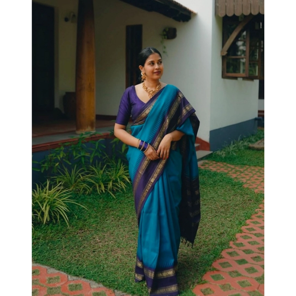 Generic Women's Silk Printed Saree With Unstitched Blouse 5.5Mtr (Blue) Generic Women's Silk Printed Saree With Unstitched Blouse 5.5Mtr (Blue)