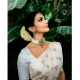 Generic Women's Silk Printed Saree With Unstitched Blouse 5.5Mtr (White)