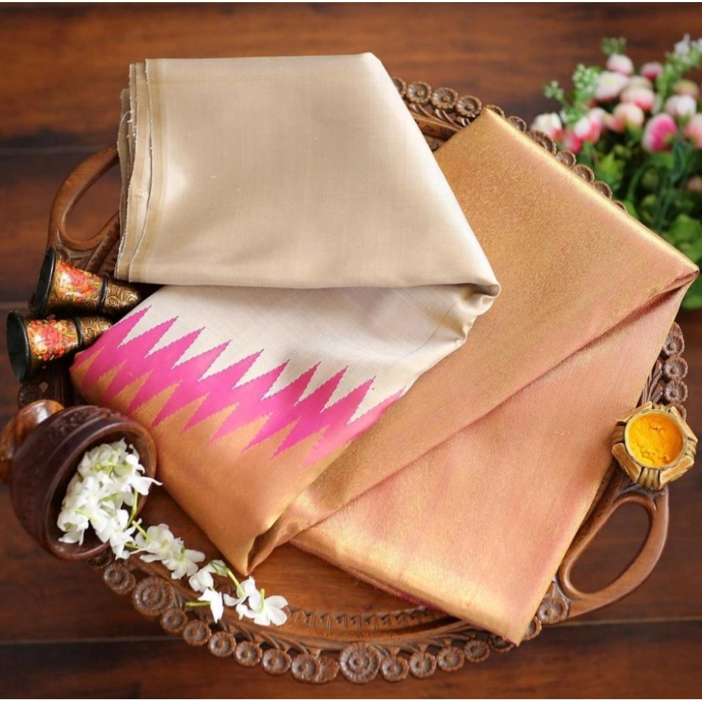 Generic Women's Silk Printed Saree With Unstitched Blouse 5.5Mtr (Cream) Generic Women's Silk Printed Saree With Unstitched Blouse 5.5Mtr (Cream)