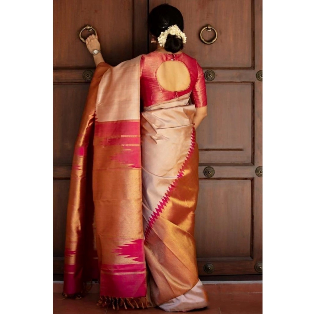 Generic Women's Silk Printed Saree With Unstitched Blouse 5.5Mtr (Cream) Generic Women's Silk Printed Saree With Unstitched Blouse 5.5Mtr (Cream)