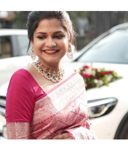 Generic Women's Silk Printed Saree With Unstitched Blouse 5.5Mtr (Pink) Generic Women's Silk Printed Saree With Unstitched Blouse 5.5Mtr (Pink)