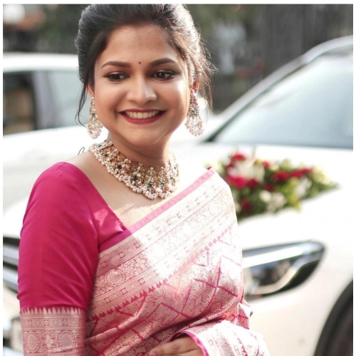 Women's Silk Printed Saree With Unstitched Blouse 5.5Mtr (Pink) Women's Silk Printed Saree With Unstitched Blouse 5.5Mtr (Pink)