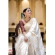 Generic Women's Silk Printed Saree With Unstitched Blouse 5.5Mtr (White)
