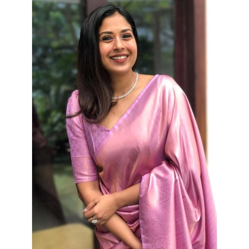 Women's Silk Printed Saree With Unstitched Blouse 5.5Mtr (Pink) Women's Silk Printed Saree With Unstitched Blouse 5.5Mtr (Pink)