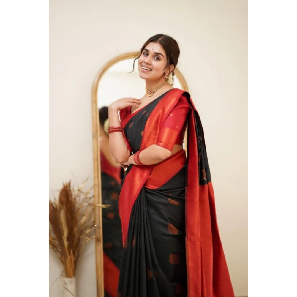 Generic Women's Silk Printed Saree With Unstitched Blouse 5.5Mtr (Black) Generic Women's Silk Printed Saree With Unstitched Blouse 5.5Mtr (Black)