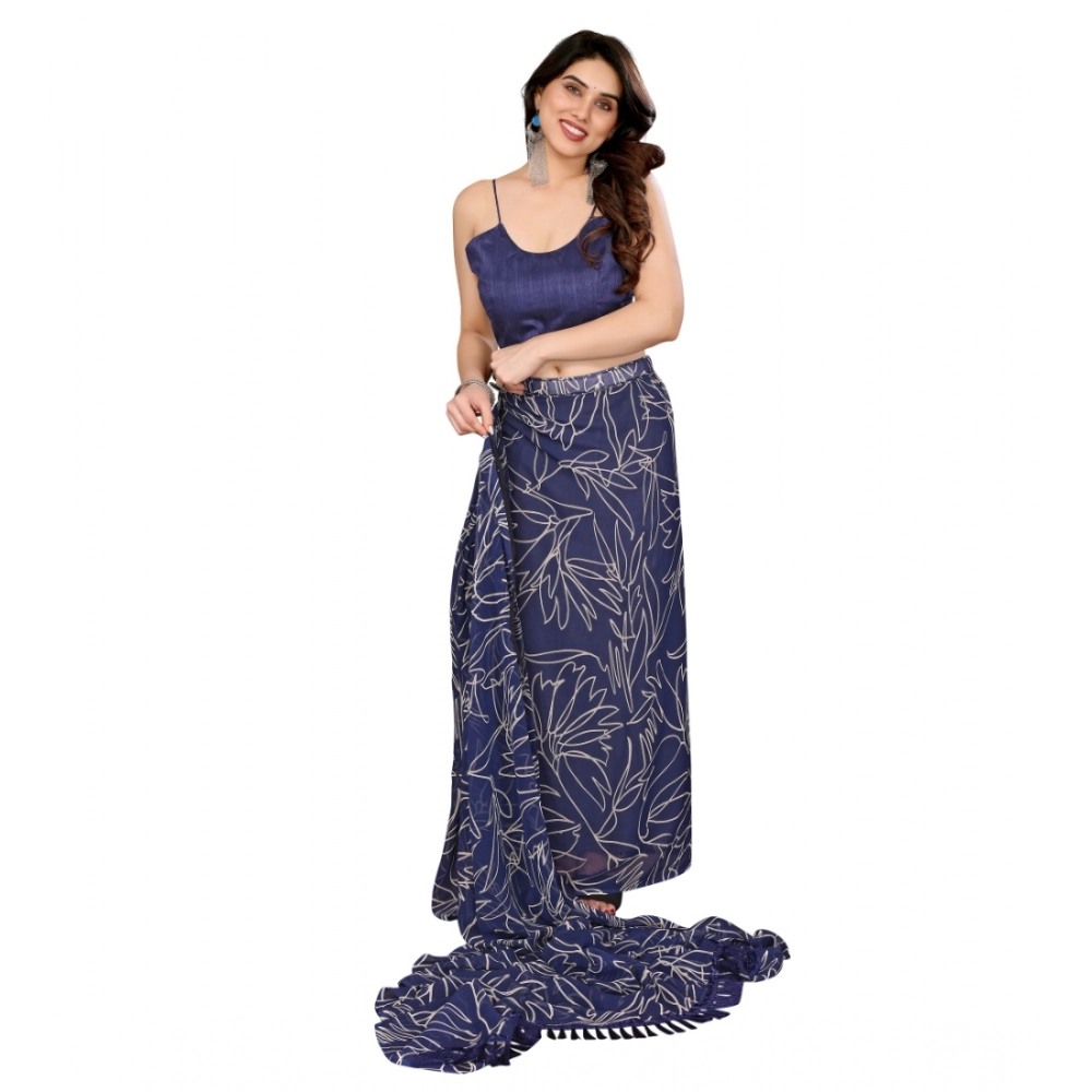 Generic Women's Zalar Lace Georgette Printed Ready-to-Wear Saree With Unstitched Blouse 5.5 Mtr (Blue) Generic Women's Zalar Lace Georgette Printed Ready-to-Wear Saree With Unstitched Blouse 5.5 Mtr (Blue)