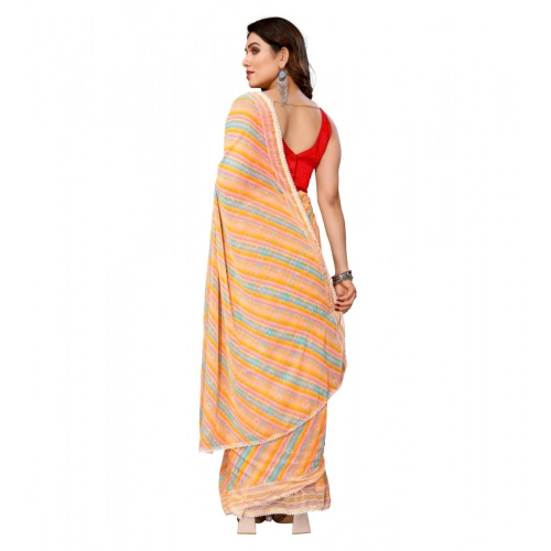 Women's Small Lace Georgette Striped Ready-to-Wear Saree With Unstitched Blouse 5.5 Mtr (Yellow) Women's Small Lace Georgette Striped Ready-to-Wear Saree With Unstitched Blouse 5.5 Mtr (Yellow)