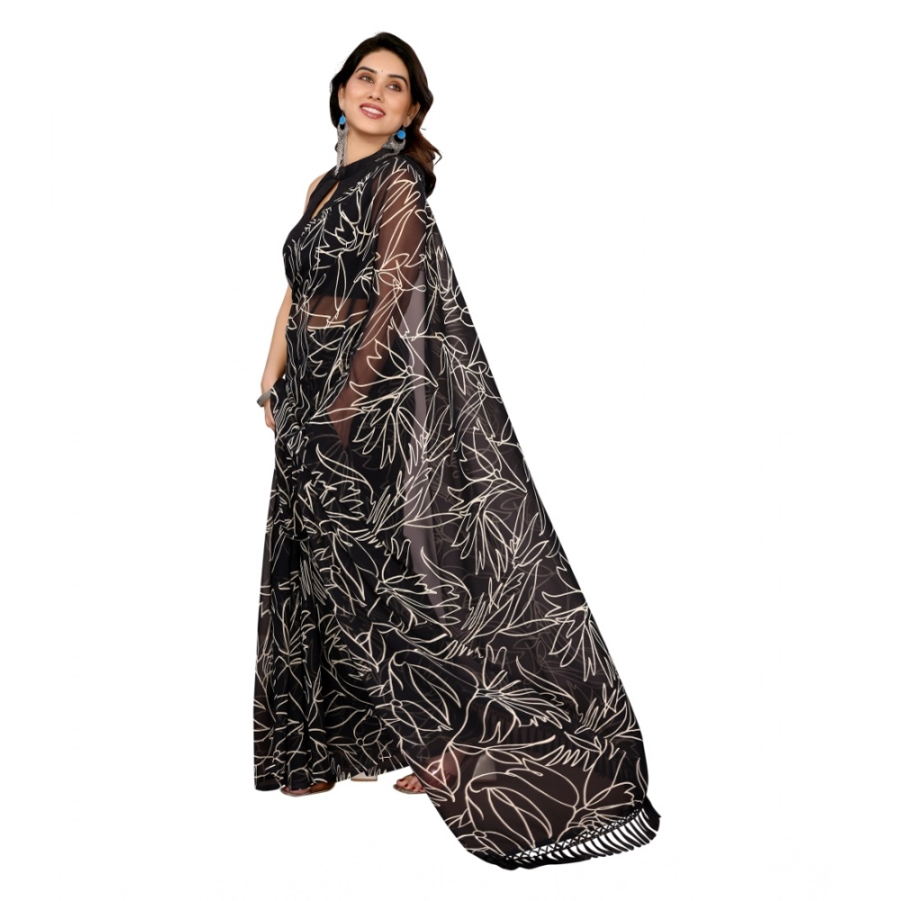 Generic Women's Zalar Lace Georgette Printed Ready-to-Wear Saree With Unstitched Blouse 5.5 Mtr (Black) Generic Women's Zalar Lace Georgette Printed Ready-to-Wear Saree With Unstitched Blouse 5.5 Mtr (Black)