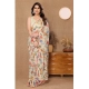 Generic Women's Small Lace Georgette Printed Ready-to-Wear Saree With Unstitched Blouse 5.5 Mtr (Off White)