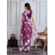 Generic Women's Soft Net Thread Embroidery Saree With Unstitched Blouse 5.5Mtr (Purple)