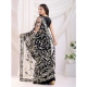 Generic Women's Soft Net Thread Embroidery Saree With Unstitched Blouse 5.5Mtr (Black)