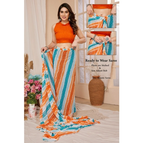 Women's Small Lace Georgette Striped Ready-to-Wear Saree With Unstitched Blouse 5.5 Mtr (Multicolor) Women's Small Lace Georgette Striped Ready-to-Wear Saree With Unstitched Blouse 5.5 Mtr (Multicolor)