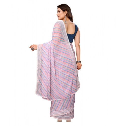 Women's Small Lace Georgette Striped Ready-to-Wear Saree With Unstitched Blouse 5.5 Mtr (Purple) Women's Small Lace Georgette Striped Ready-to-Wear Saree With Unstitched Blouse 5.5 Mtr (Purple)