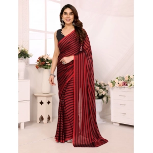 Generic Women's Black Berry Striped Ready-to-Wear Saree With Unstitched Blouse 5.5 Mtr (Red-Black) Generic Women's Black Berry Striped Ready-to-Wear Saree With Unstitched Blouse 5.5 Mtr (Red-Black)
