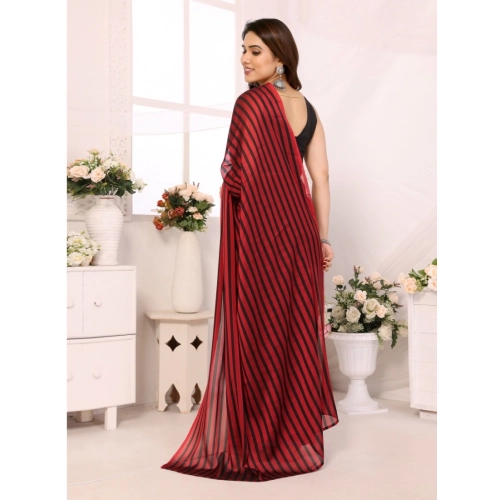 Women's Black Berry Striped Ready-to-Wear Saree With Unstitched Blouse 5.5 Mtr (Red-Black) Women's Black Berry Striped Ready-to-Wear Saree With Unstitched Blouse 5.5 Mtr (Red-Black)