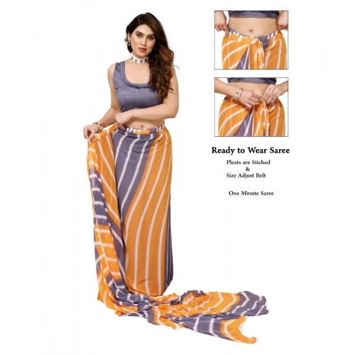 Women's Small Lace Georgette Striped Ready-to-Wear Saree With Unstitched Blouse 5.5 Mtr (Orange-Grey) Women's Small Lace Georgette Striped Ready-to-Wear Saree With Unstitched Blouse 5.5 Mtr (Orange-Grey)