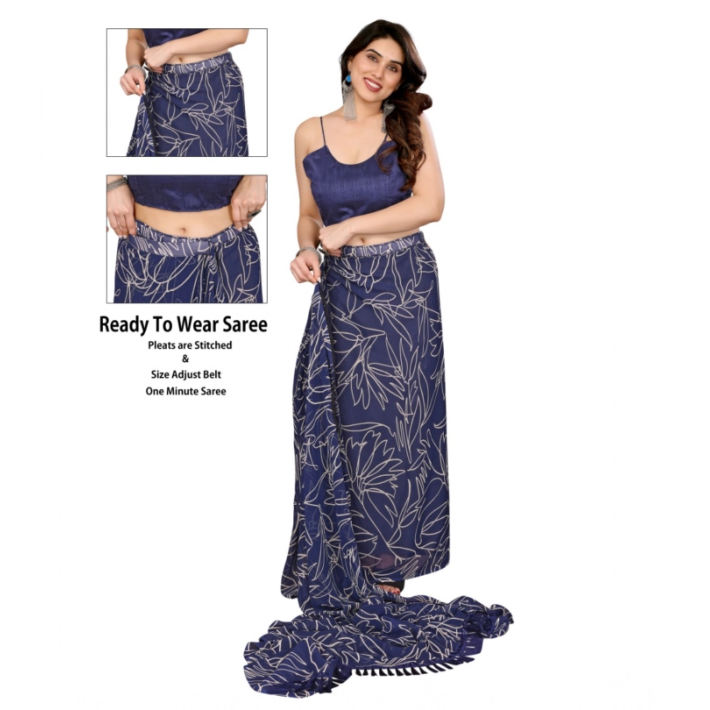 Generic Women's Zalar Lace Georgette Printed Ready-to-Wear Saree With Unstitched Blouse 5.5 Mtr (Blue) Generic Women's Zalar Lace Georgette Printed Ready-to-Wear Saree With Unstitched Blouse 5.5 Mtr (Blue)