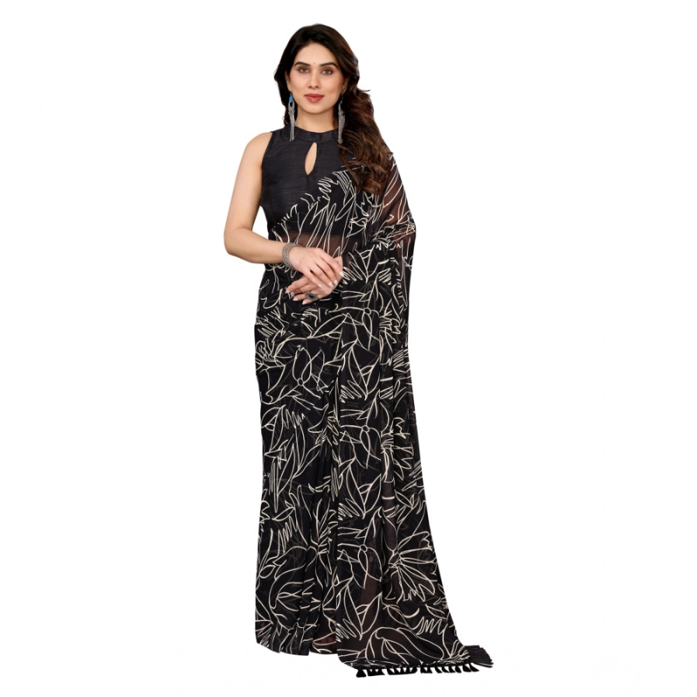 Generic Women's Zalar Lace Georgette Printed Ready-to-Wear Saree With Unstitched Blouse 5.5 Mtr (Black) Generic Women's Zalar Lace Georgette Printed Ready-to-Wear Saree With Unstitched Blouse 5.5 Mtr (Black)