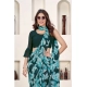 Generic Women's Polyster Printed Saree With Unstitched Blouse 5.5Mtr (Teal)