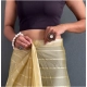 Generic Women's Chiffon Striped Ready to wear Saree With Unstitched Blouse 5.5 Mtr (Yellow)