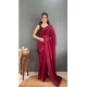 Generic Women's Chiffon Solid Ready to wear Saree With Unstitched Blouse 5.5 Mtr (Maroon)