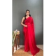 Generic Women's Chiffon Solid Ready to wear Saree With Unstitched Blouse 5.5 Mtr (Red) Generic Women's Chiffon Solid Ready to wear Saree With Unstitched Blouse 5.5 Mtr (Red)