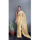 Generic Women's Chiffon Striped Ready to wear Saree With Unstitched Blouse 5.5 Mtr (Yellow)