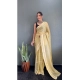 Generic Women's Chiffon Striped Ready to wear Saree With Unstitched Blouse 5.5 Mtr (Yellow)