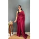 Generic Women's Chiffon Solid Ready to wear Saree With Unstitched Blouse 5.5 Mtr (Maroon)