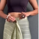 Generic Women's Chiffon Striped Ready to wear Saree With Unstitched Blouse 5.5 Mtr (Pista )