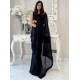 Generic Women's Georgette Embellished Sequnece Bollywood Saree With Unstitched Blouse 5.5Mtr (Black)