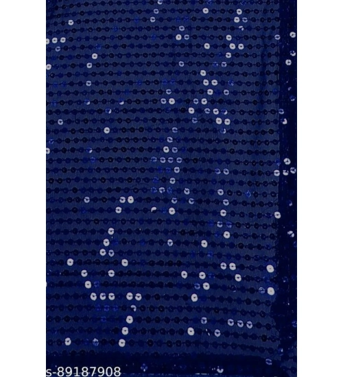 Generic Women's Georgette Embellished Sequnece Bollywood Saree With Unstitched Blouse 5.5Mtr (Blue)