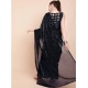 Generic Women's Georgette Embellished Sequnece Bollywood Saree With Unstitched Blouse 5.5Mtr (Black)