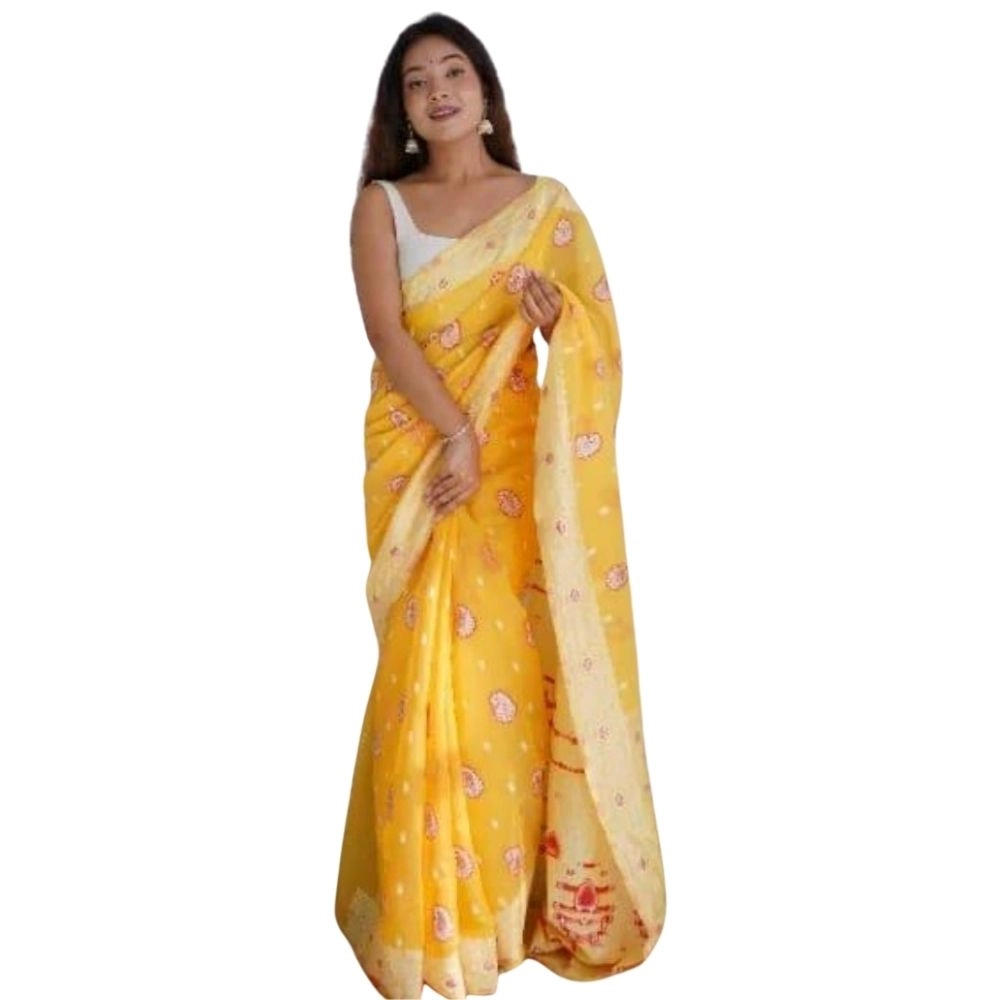 Generic Women's Cotton Printed Saree With Unstitched Blouse 5.5Mtr (Yellow) Generic Women's Cotton Printed Saree With Unstitched Blouse 5.5Mtr (Yellow)