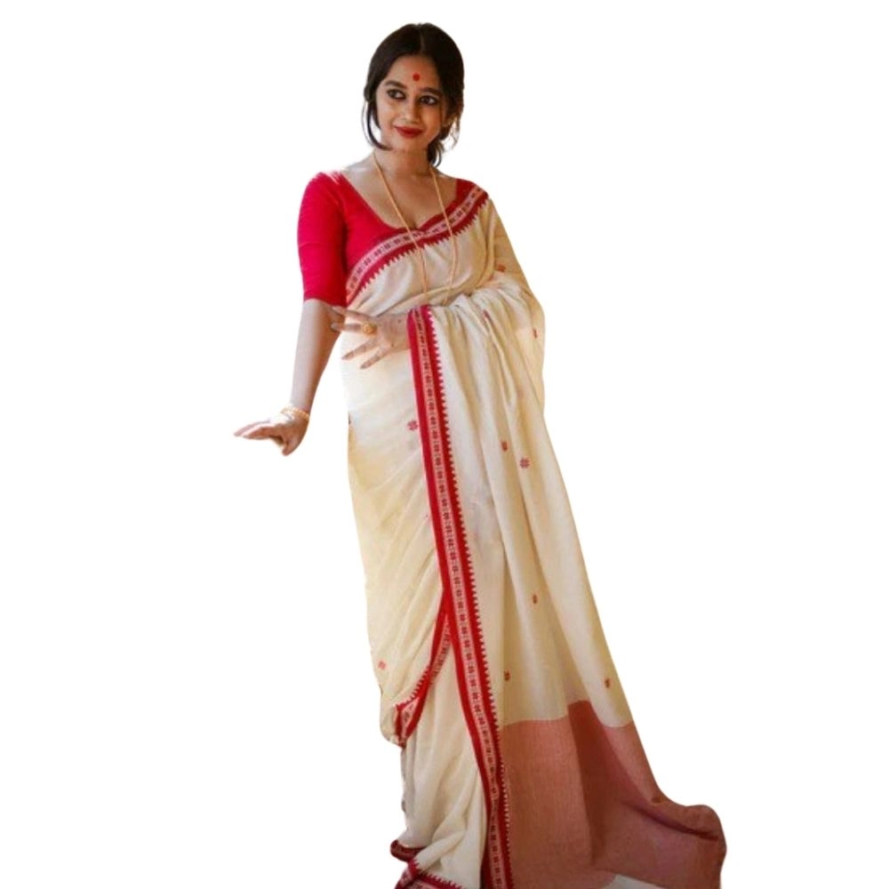 Generic Women's Cotton Printed Saree With Unstitched Blouse 5.5Mtr (White) Generic Women's Cotton Printed Saree With Unstitched Blouse 5.5Mtr (White)