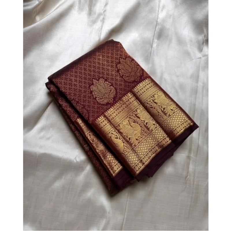 Women's Silk Printed Saree With Unstitched Blouse 5.5Mtr (Maroon)