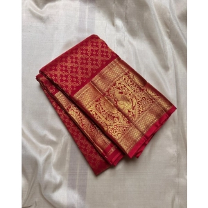 Generic Women's Silk Printed Saree With Unstitched Blouse 5.5Mtr (Maroon)
